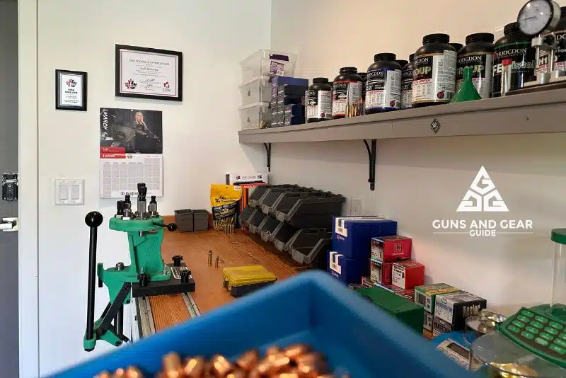 Handloading: A Complete Guide to Reloading Your Own Ammunition 2 The Guns and Gear Guide reloading bench.