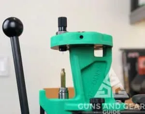 The Redding T-7 Turret Press mounted on the reloading bench at Guns and Gear Guide.